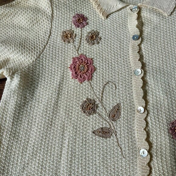 Vintage Alfred Dunner Floral Knit Cardigan Sweater L - Picture 7 of 8